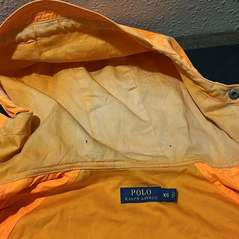 Polo Ralph Lauren Jacket Military Orange Hooded Vintage Anorak Hunting Pockets
